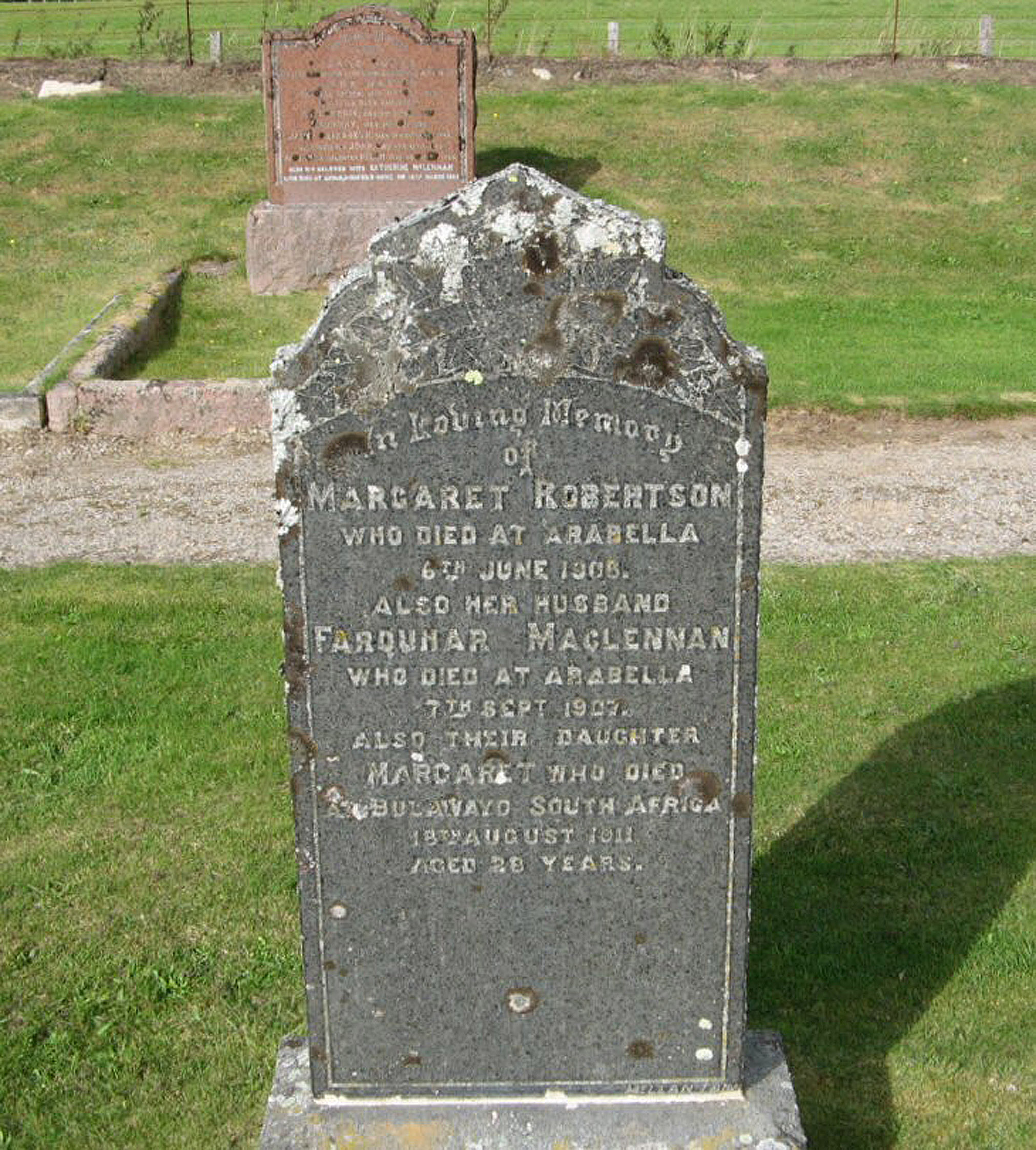 Photo of headstones/Farquhar MacLennan died 1907 MI Logie Easter